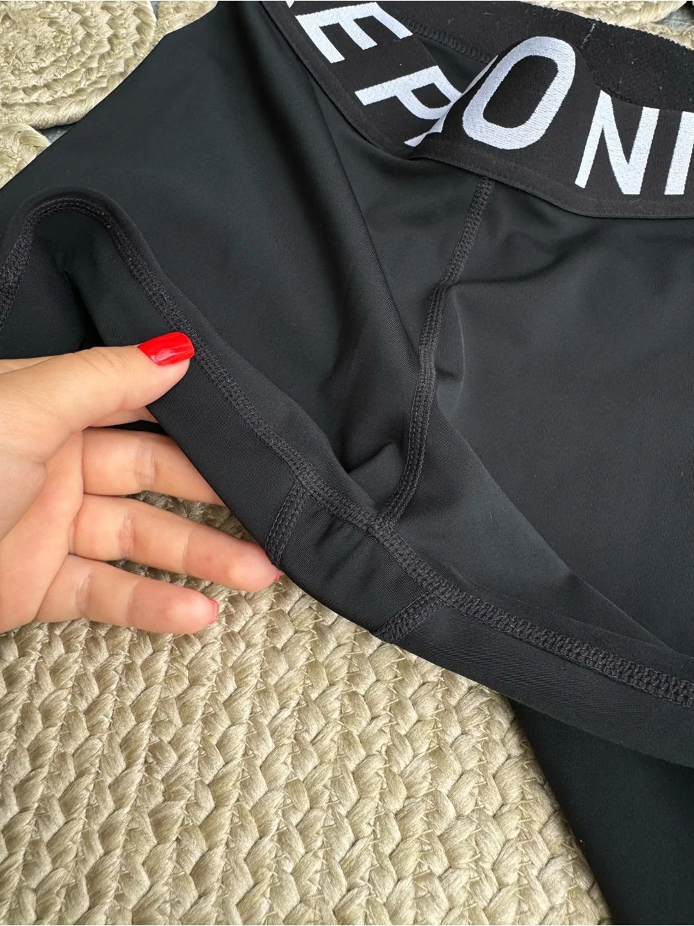 Nike Pro Black Dri-Fit Leggings Mesh Panels Wide Waistband M